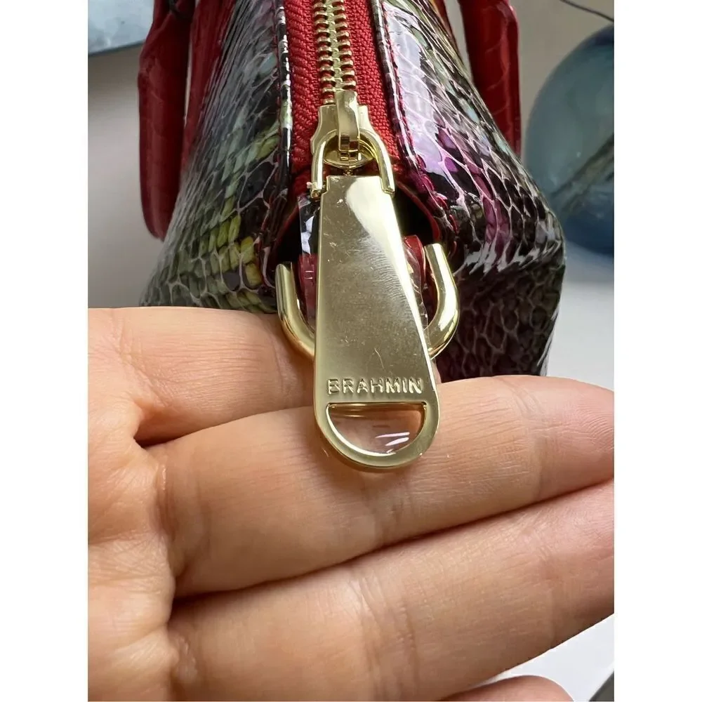 Brahmin NWT Red Dragon Snake Print Satchel Bag